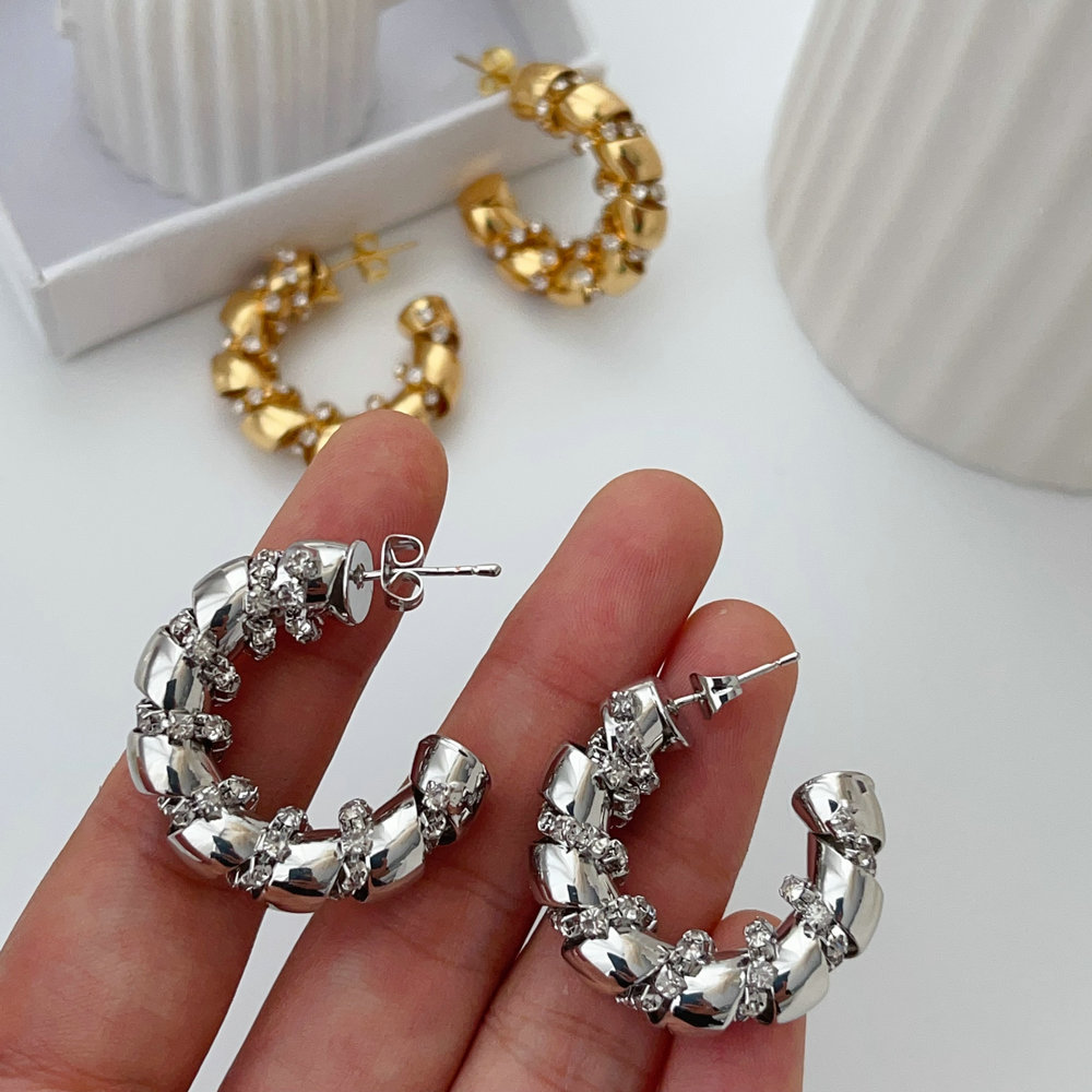 Metal chunky twist earrings