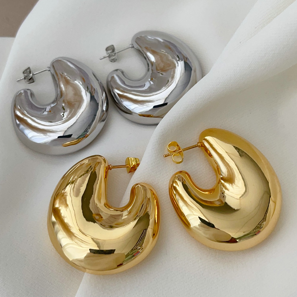 Pave chunky metal earrings