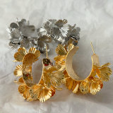Metal chunky flower earrings