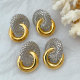 Metal two tone circle earrings