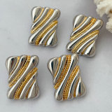 Metal two tone square earrings