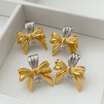 Two tone bow earrings