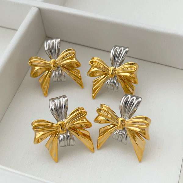 Two tone bow earrings
