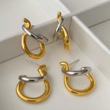 Metal two tone twist earrings