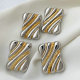 Metal two tone square earrings