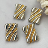 Metal two tone square earrings