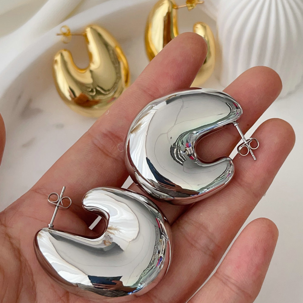 Pave chunky metal earrings