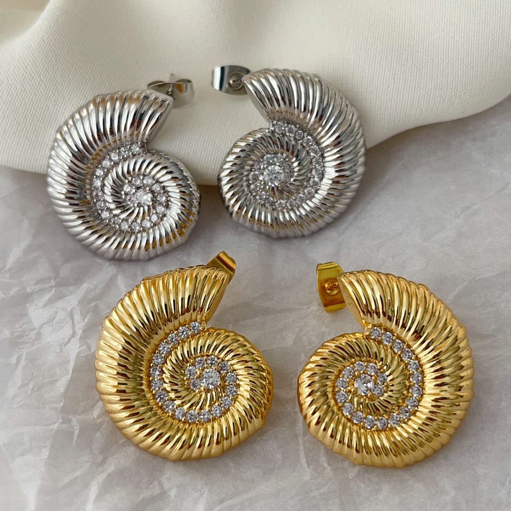 Pave snail earrings