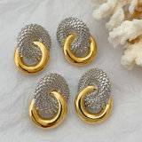 Metal two tone circle earrings