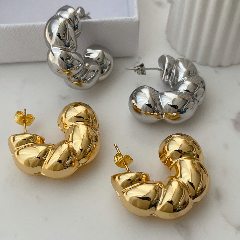 Metal chunky twist earrings
