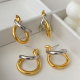 Metal two tone twist earrings