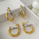 Metal two tone twist earrings