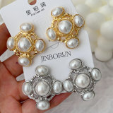 Pearl cross earrings