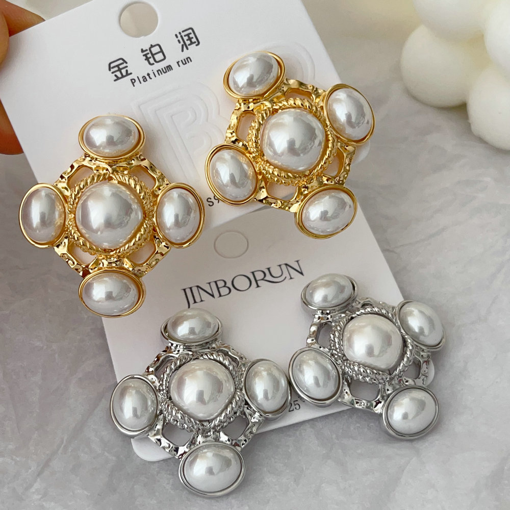 Pearl cross earrings