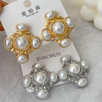 Pearl cross earrings