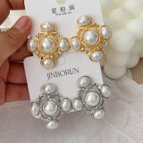 Pearl cross earrings