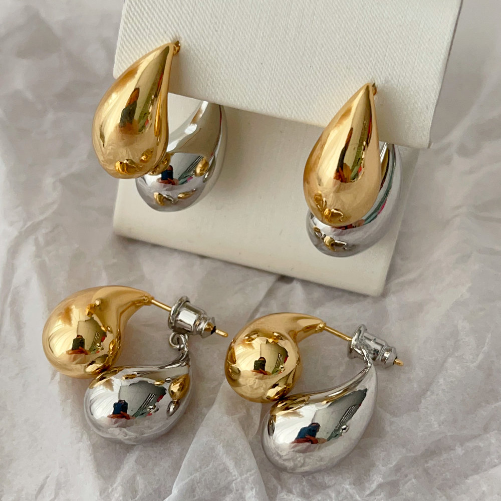 Two tone waterdrop earrings