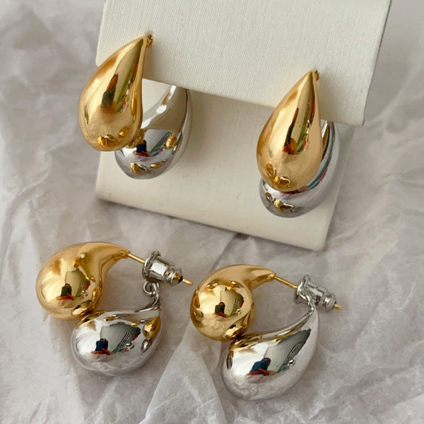 Two tone waterdrop earrings