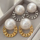 Pearl chain circle earrings