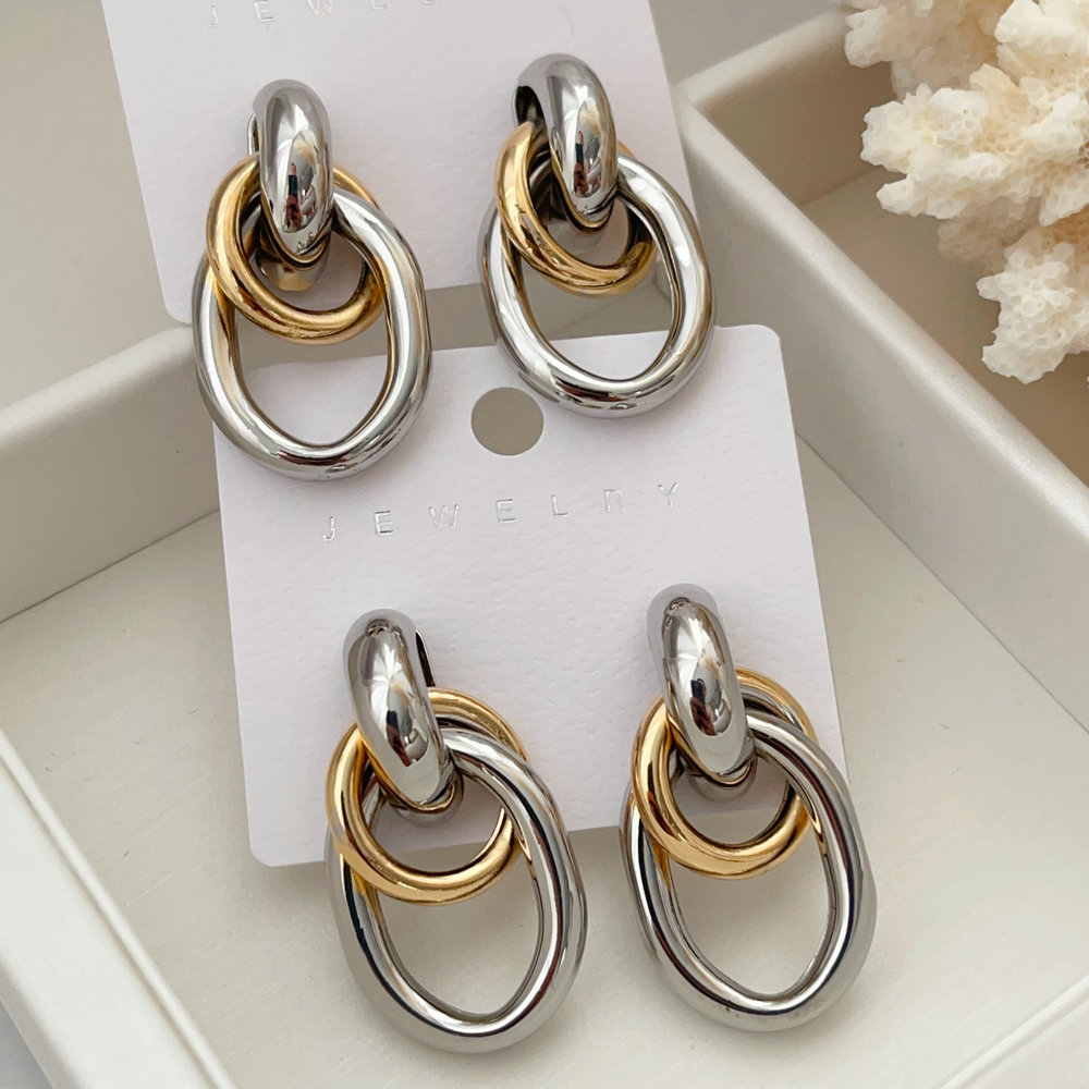 Two tone twist earrings