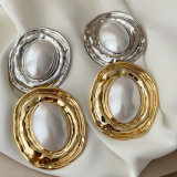 Chunky oval pearl earrings