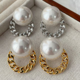 Pearl chain circle earrings