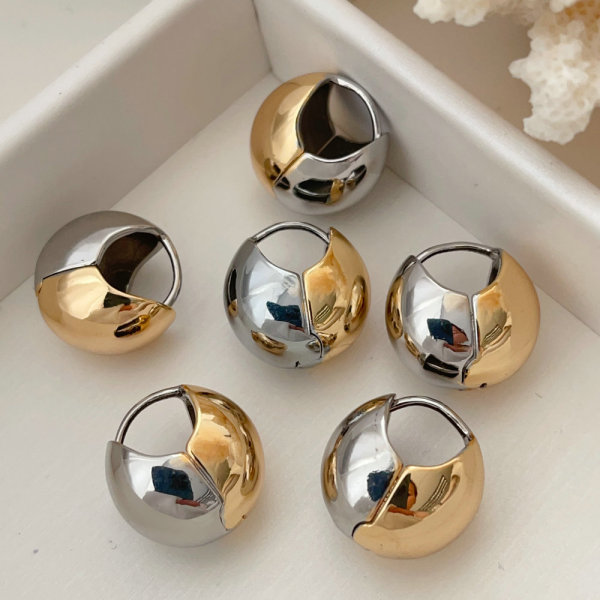 Two tone ball earrings
