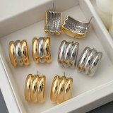 Two tone square earrings