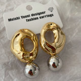 Two tone ball drop earrings