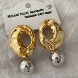 Two tone ball drop earrings