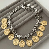 Coin charm cuban chain necklace