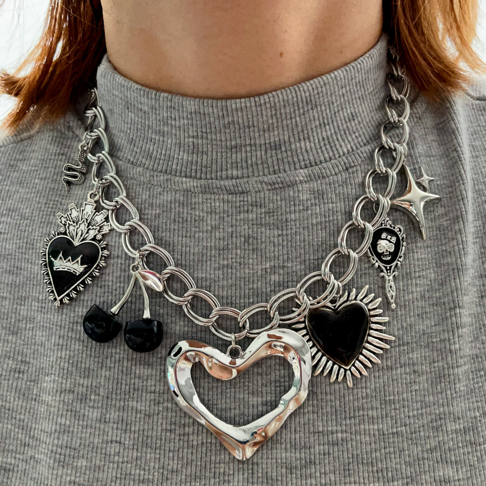 Black heart charm necklace