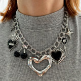 Black heart charm necklace
