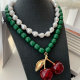 Chunky glass pearl big cherry necklace