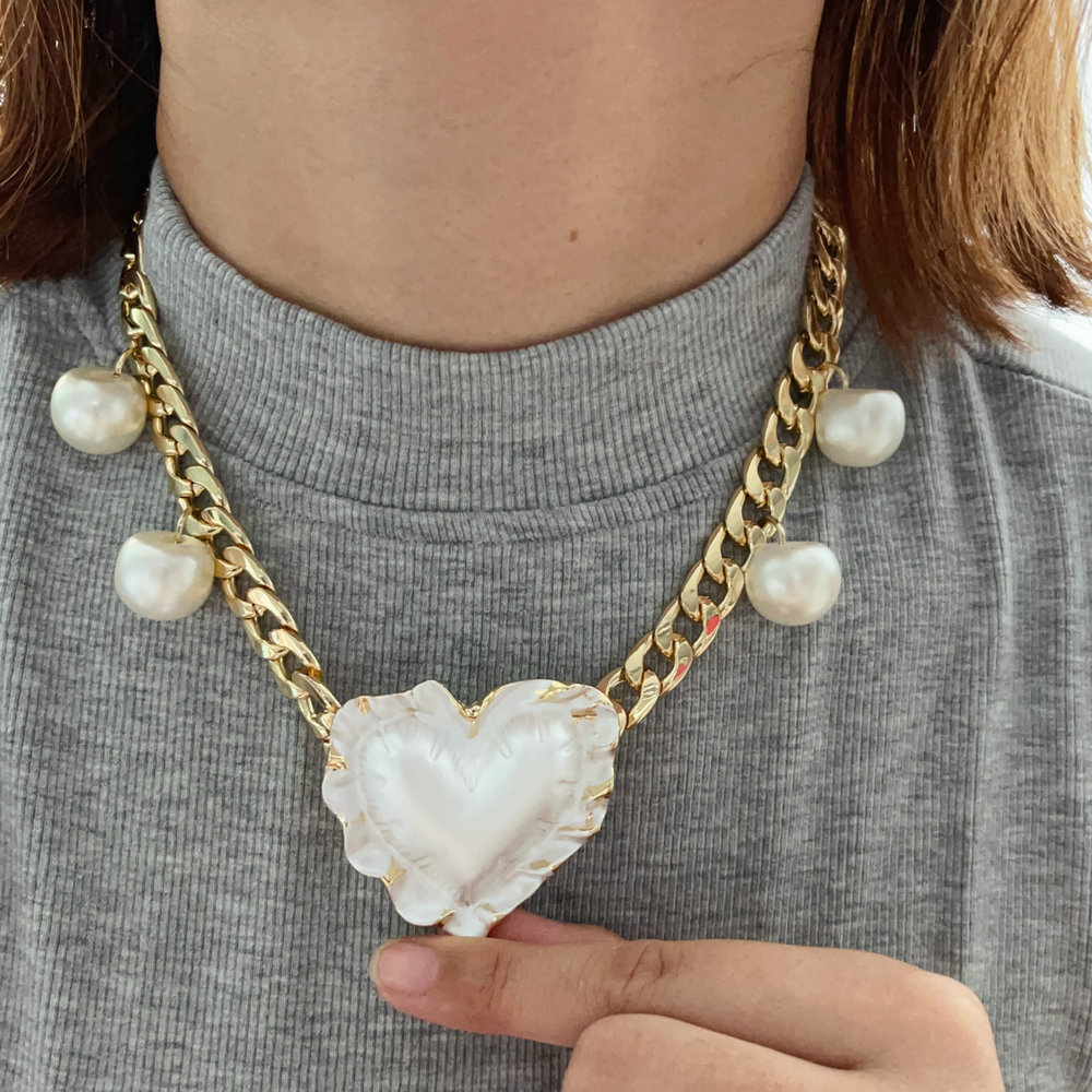 Cuban chain heart necklace
