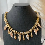 Shell charm cuban chain necklace