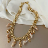 Shell charm cuban chain necklace
