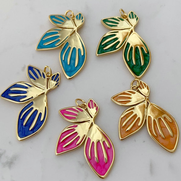 Enamel butterfly wing charm