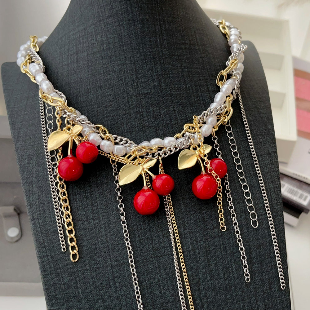 Cherry charm chain necklace