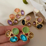 Metal colorful flower earrings