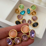 Metal colorful flower earrings