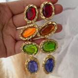 Chunky glass pearl zircon long earrings