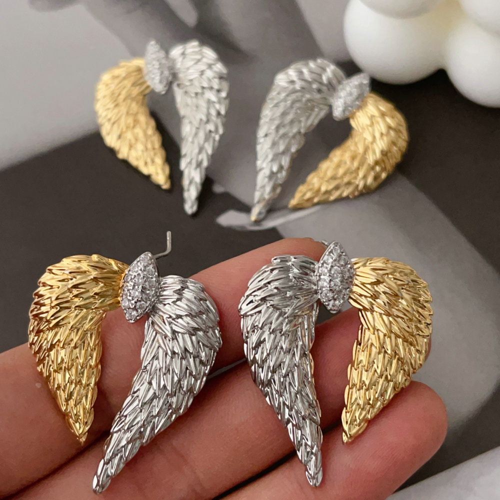 Two tone wing earrings