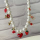 Heart charm glass pearl necklace