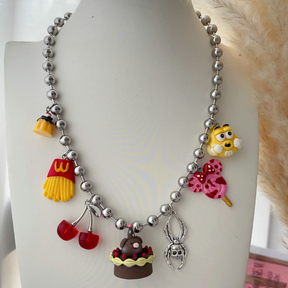 Mix charm bead necklace