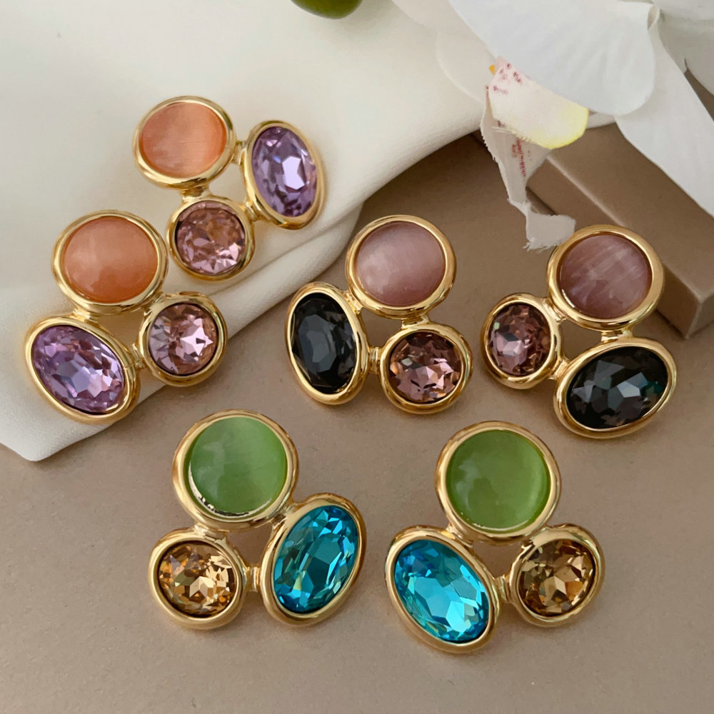 Metal colorful flower earrings