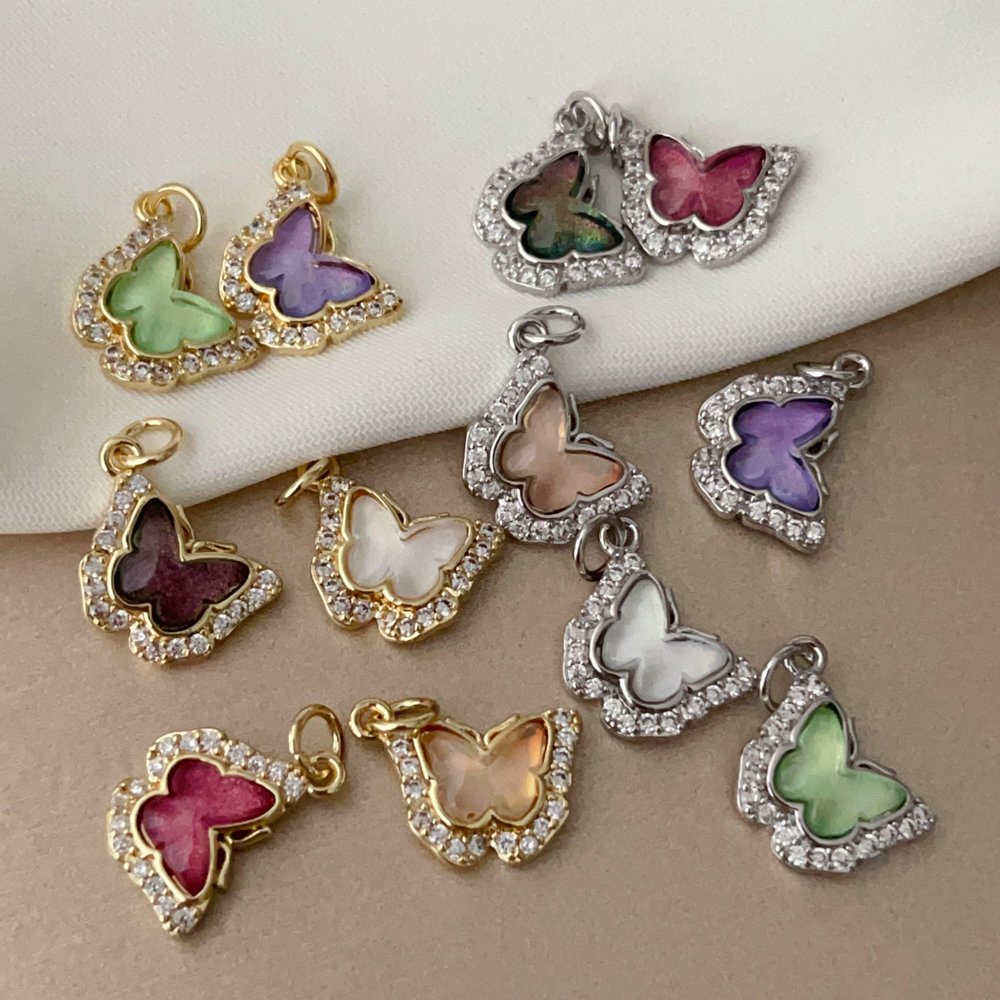 Small crystal butterfly charm