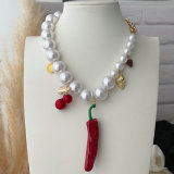 Glass pearl chill pendant necklace