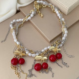 Cherry charm chain necklace