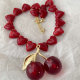 Big chunky cherry pendant heart necklace